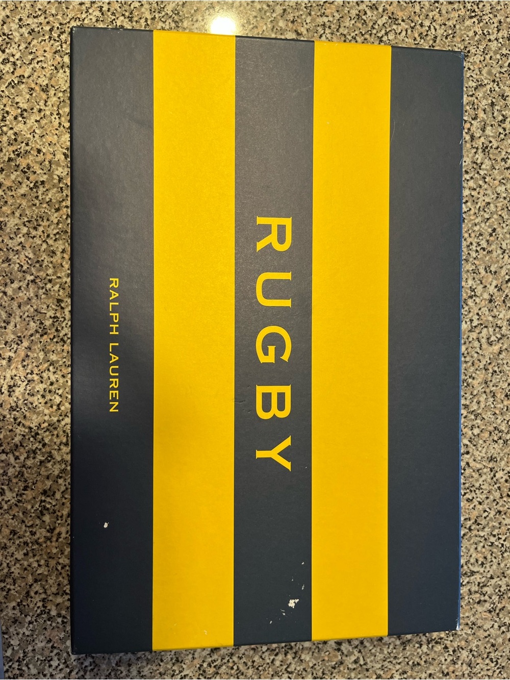 Vintage Ralph Lauren Rugby shirt with Box — Navy & Yellow Stripes (NEW)